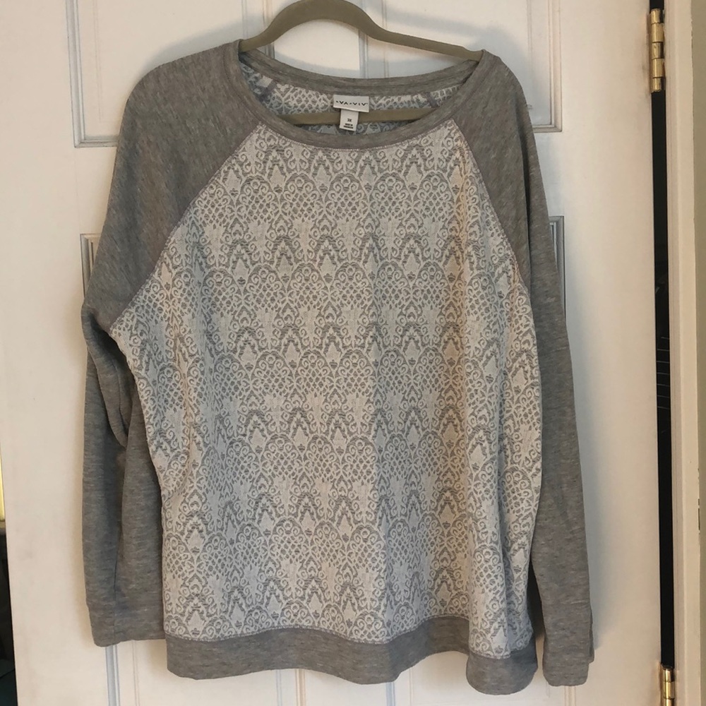 Grey and white lace sweater